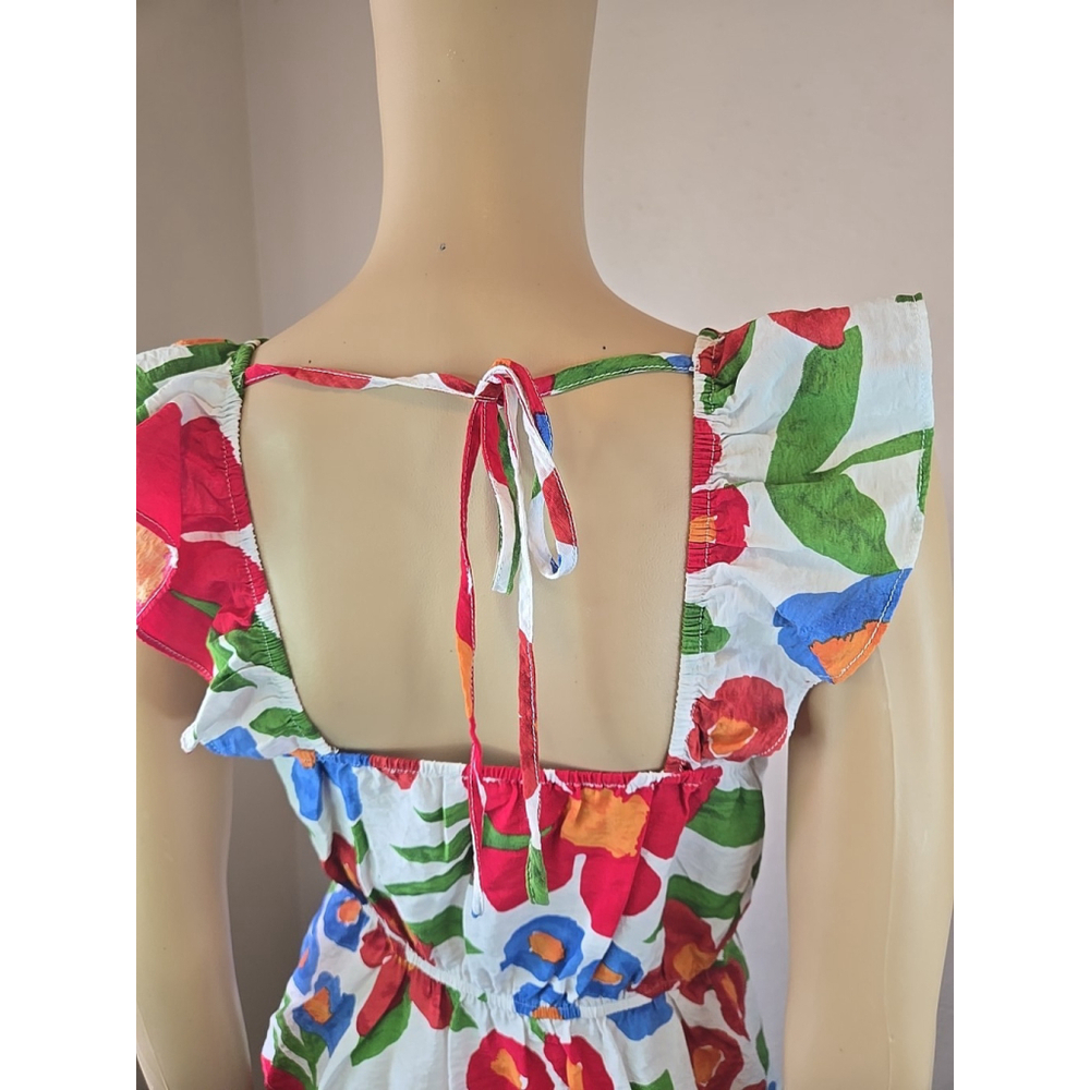 Skies are Blue Women's White Floral The Picnic Rffle Peplum Top Size Small - Picture 6 of 10